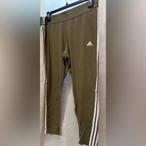 Adidas Women Olive Joggers with White Stripes